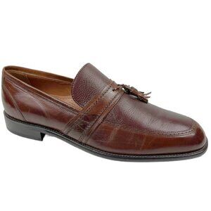 Bostonian Brown Leather Upper Dress Shoe Slip On Tassels Made in Italy Size 12